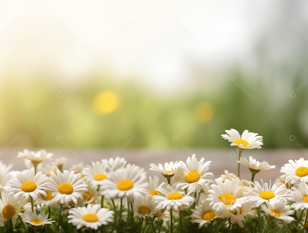 Flores brancas sobre um fundo desfocado.