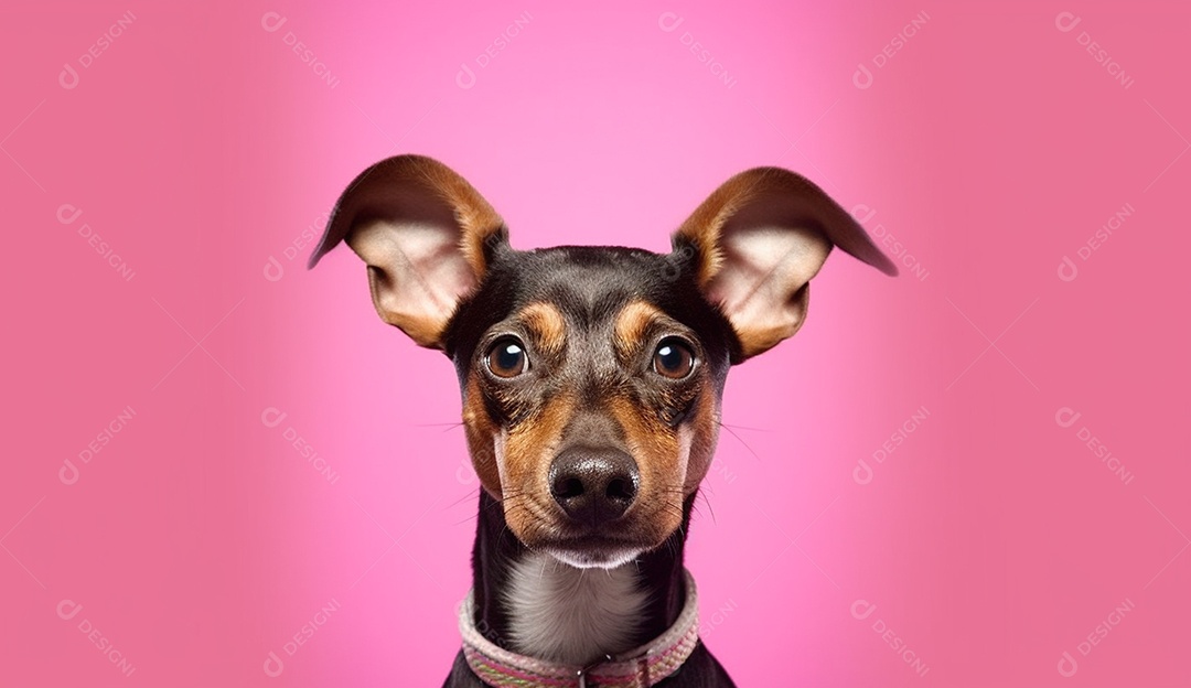 Cachorro sobre fundo isolado rosa.