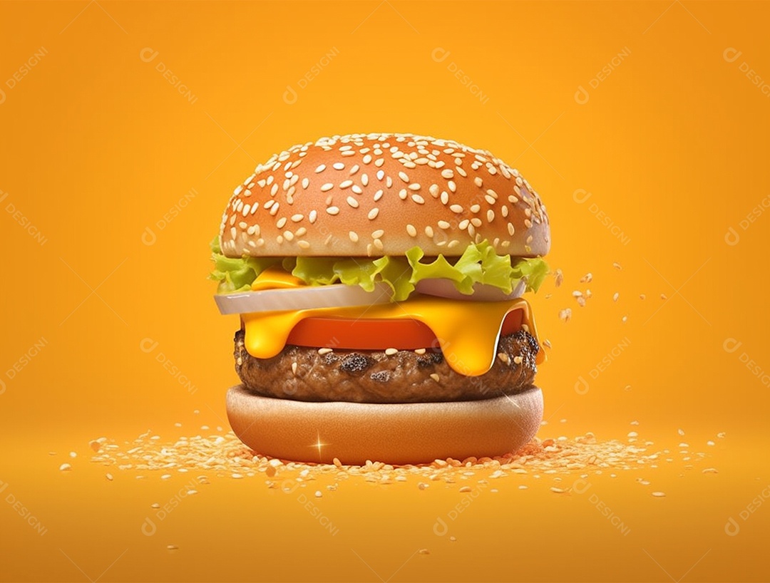 Delicioso Hamburguer sobre fundo isolado