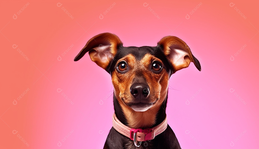 Cachorro sobre fundo isolado rosa.