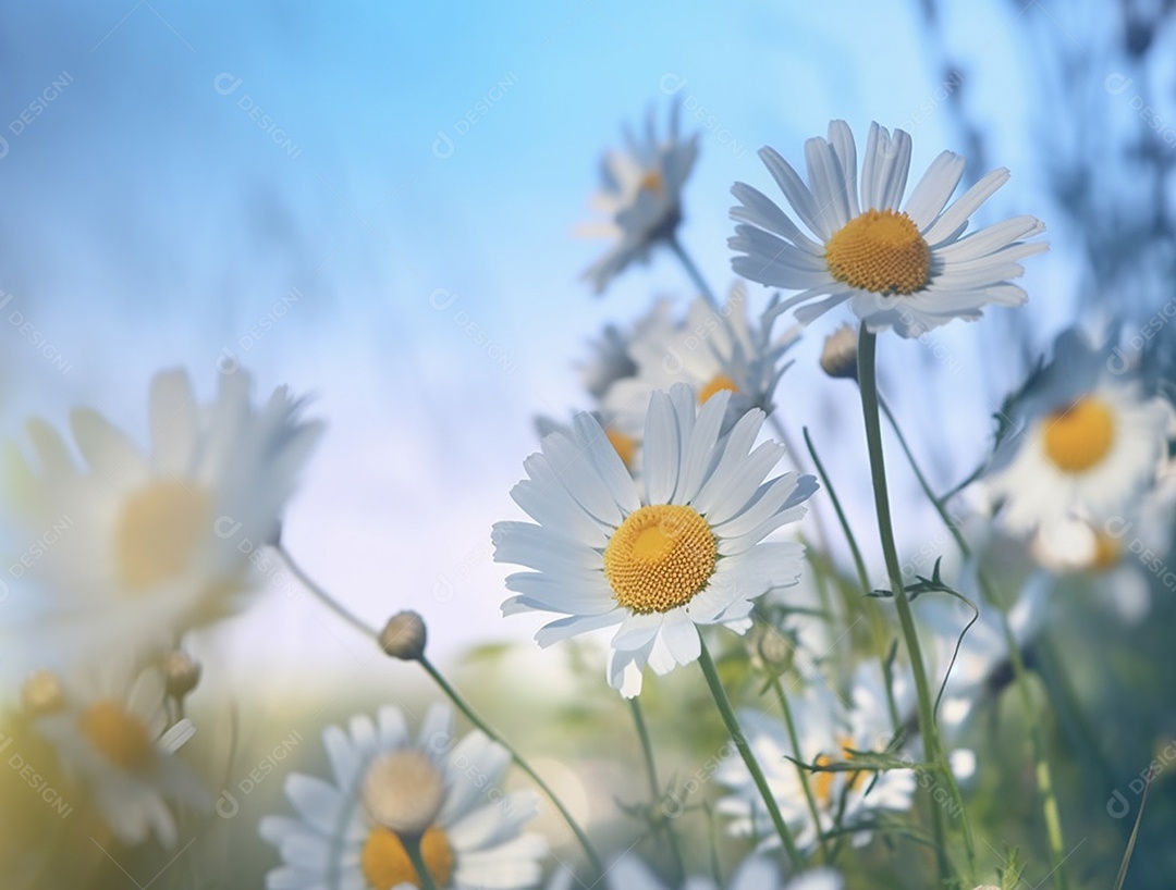 Lindas Margaridas sobre fundo desfocado.