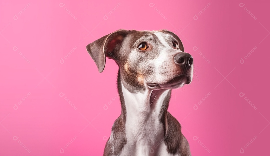 Cachorro sobre fundo isolado rosa.