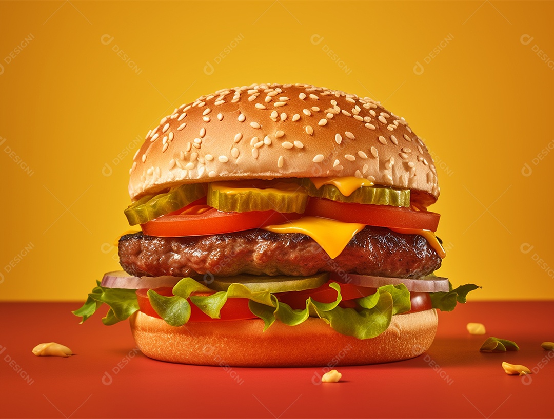 Delicioso Hamburguer sobre fundo isolado