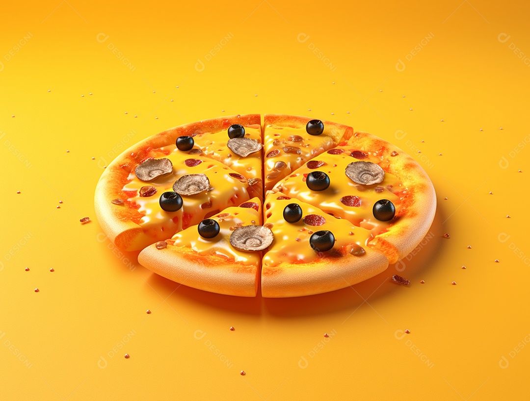 Pizza sobre uma tabua de madeira