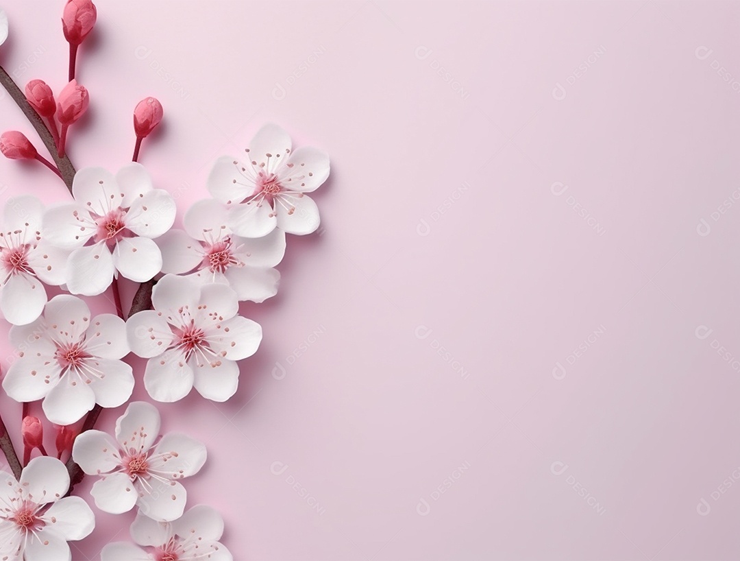 Flores brancas sobre fundo isolado rosa.