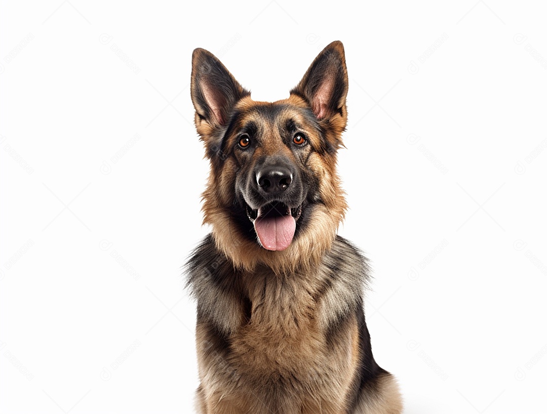 Cachorro de raça sobre fundo isolado branco.