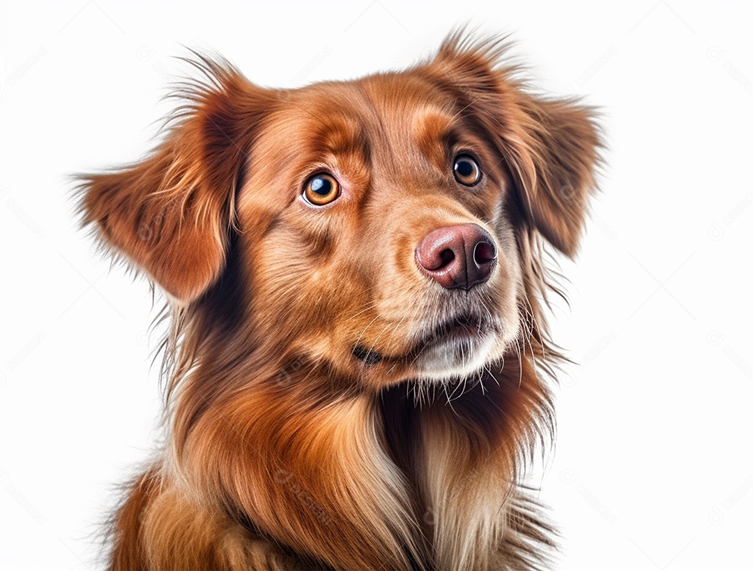 Cachorro marrom sobre fundo isolado branco.