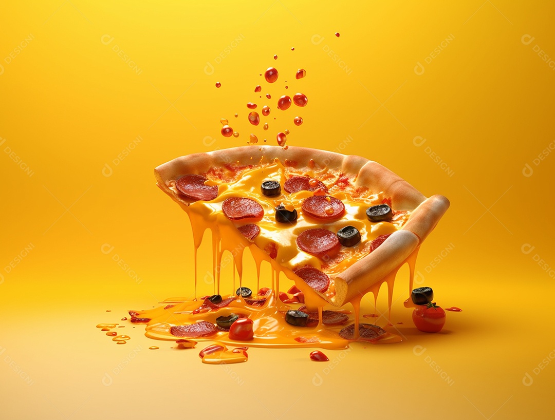 Fatia de pizza com queijo derretido