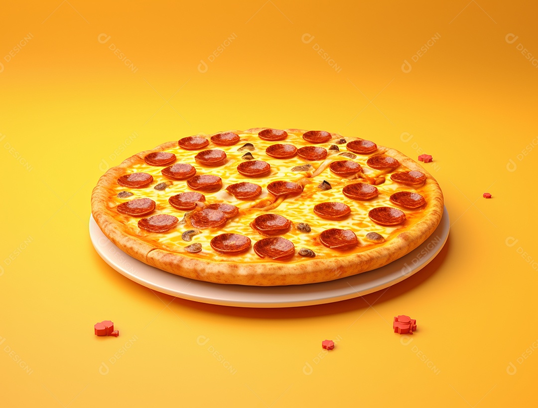 Deliciosa pizza sobre tábua de madeira.