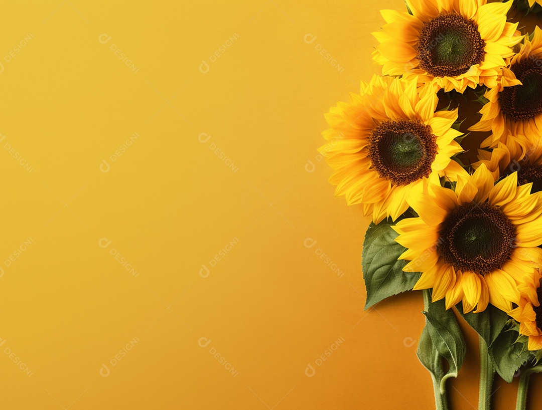 Flores de girassóis sobre fundo isolado.