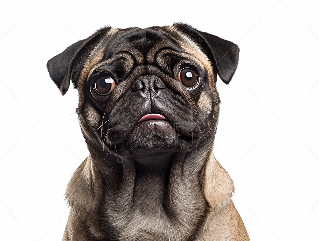 Cachorro sobre fundo isolado branco.