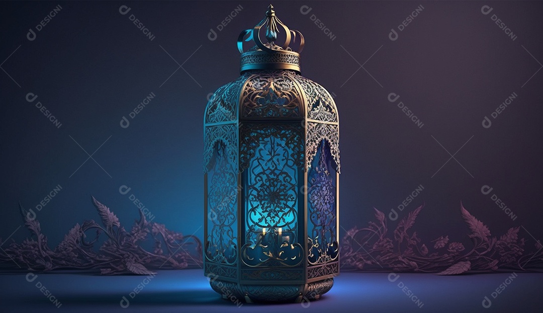Lamparina islâmica sobre fundo escuro.