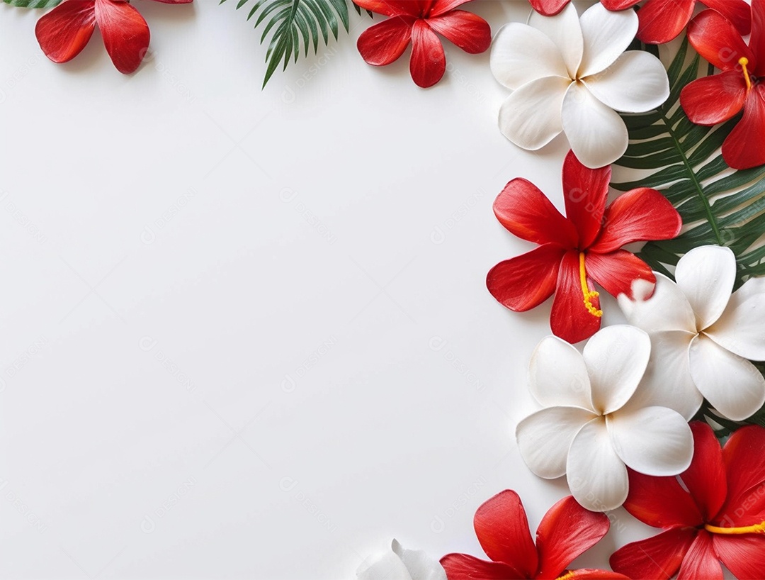 Flores coloridas sobre um fundo isolado branco.