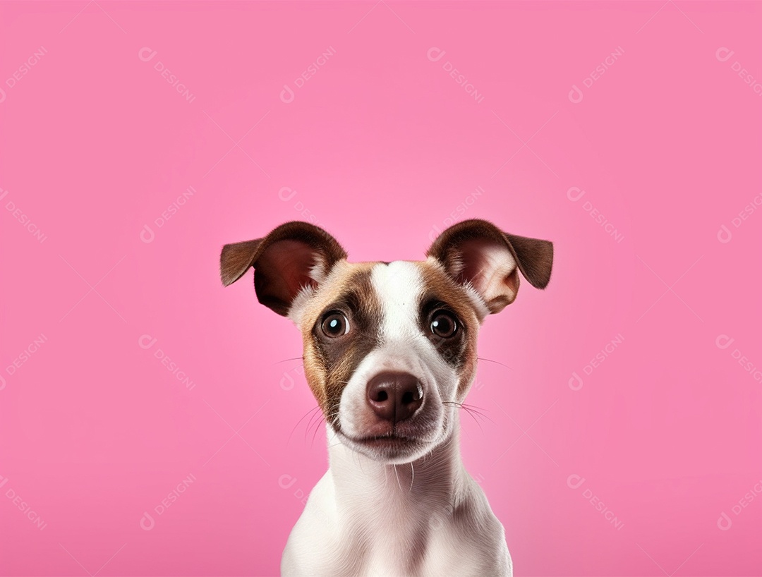 Cachorro sobre fundo isolado rosa.