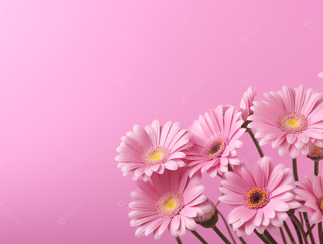 Flores sobre fundo isolado rosa.