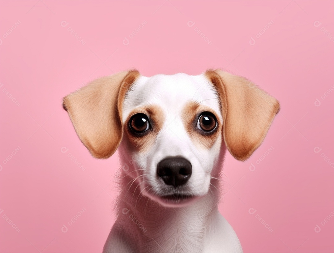 Cachorro sobre fundo isolado rosa.