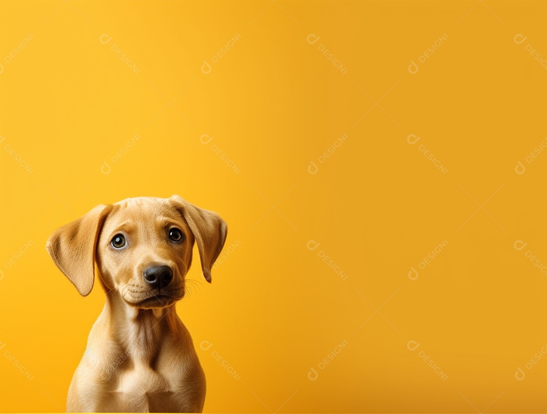 Cachorro sobre fundo isolado amarelo.