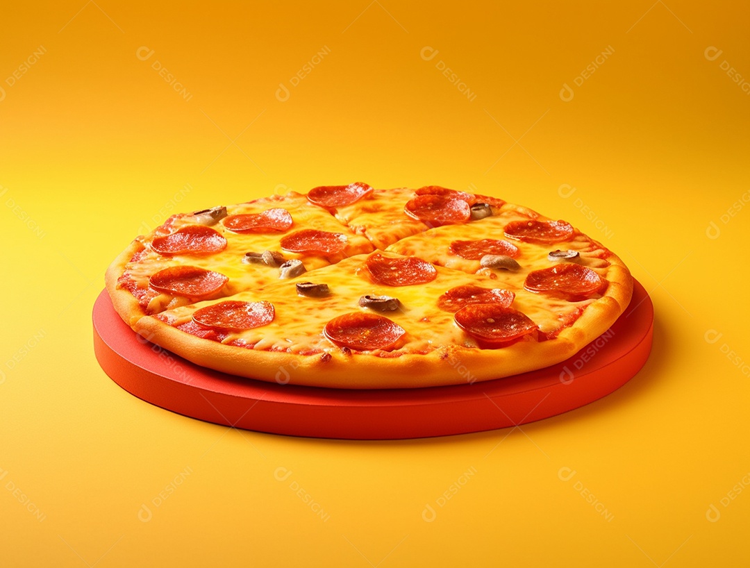 Pizza sobre uma tabua de madeira