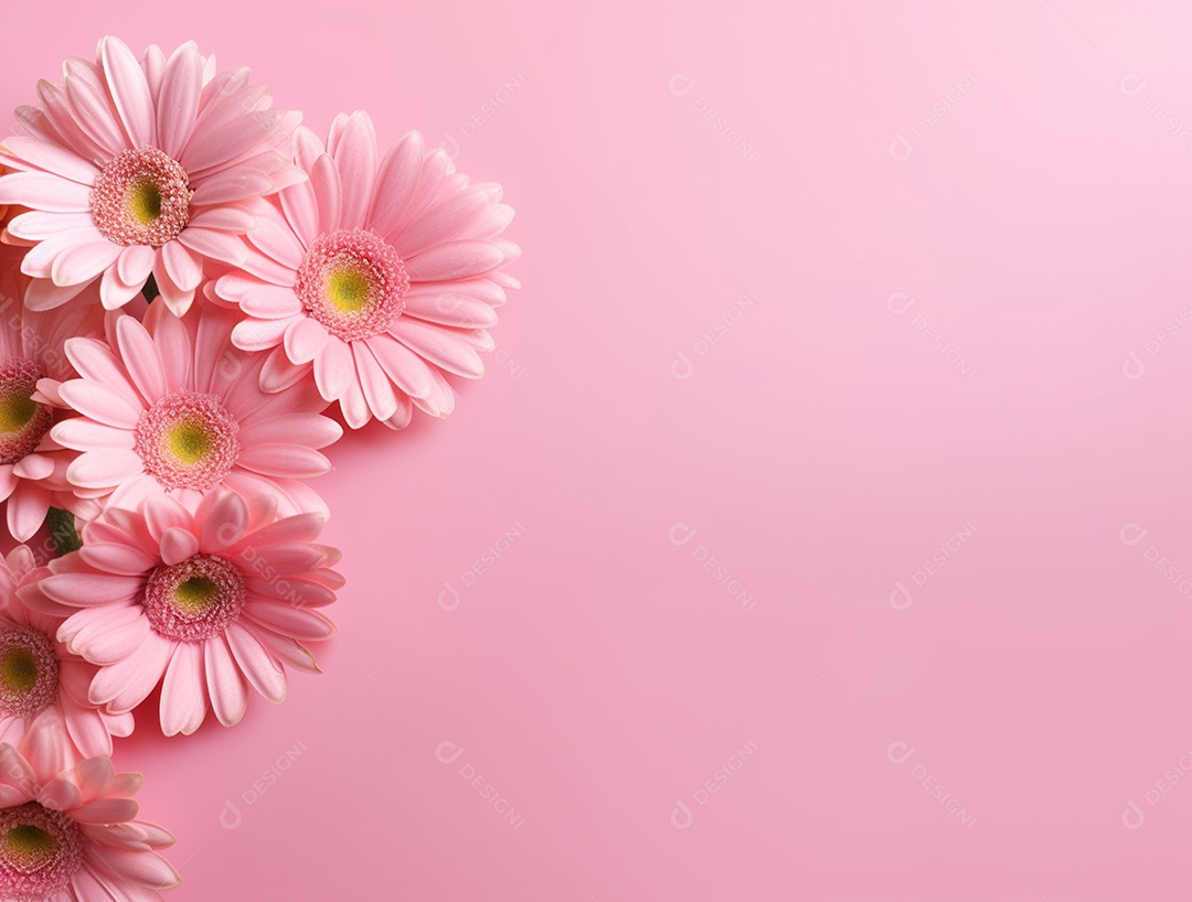 Flores sobre fundo isolado rosa.