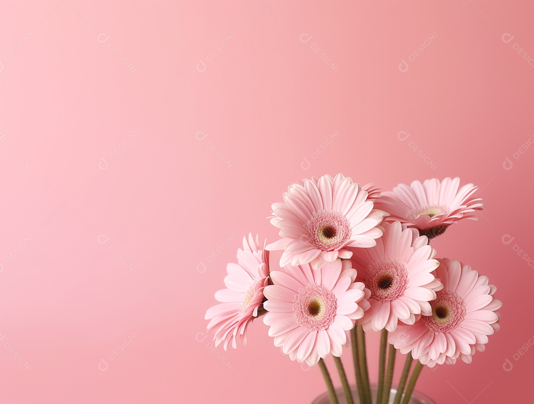 Buquê de flores sobre fundo isolado rosa.