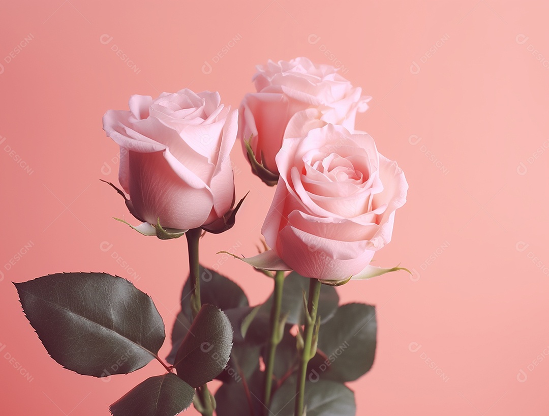 Buquê de flores sobre fundo isolado rosa.