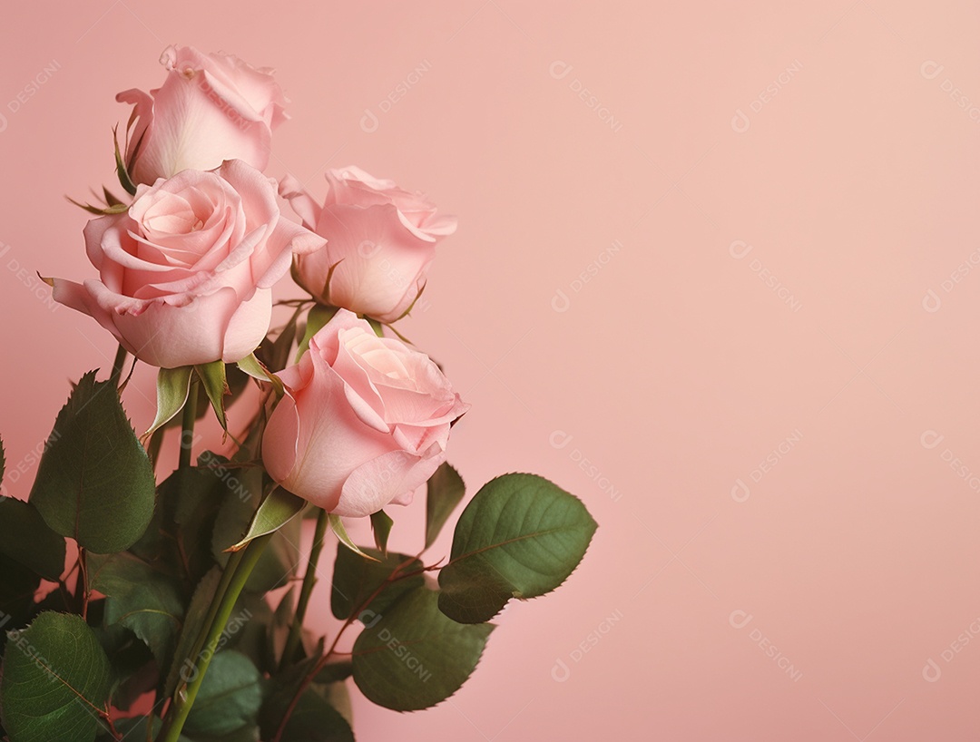 Buquê de flores sobre fundo isolado rosa.