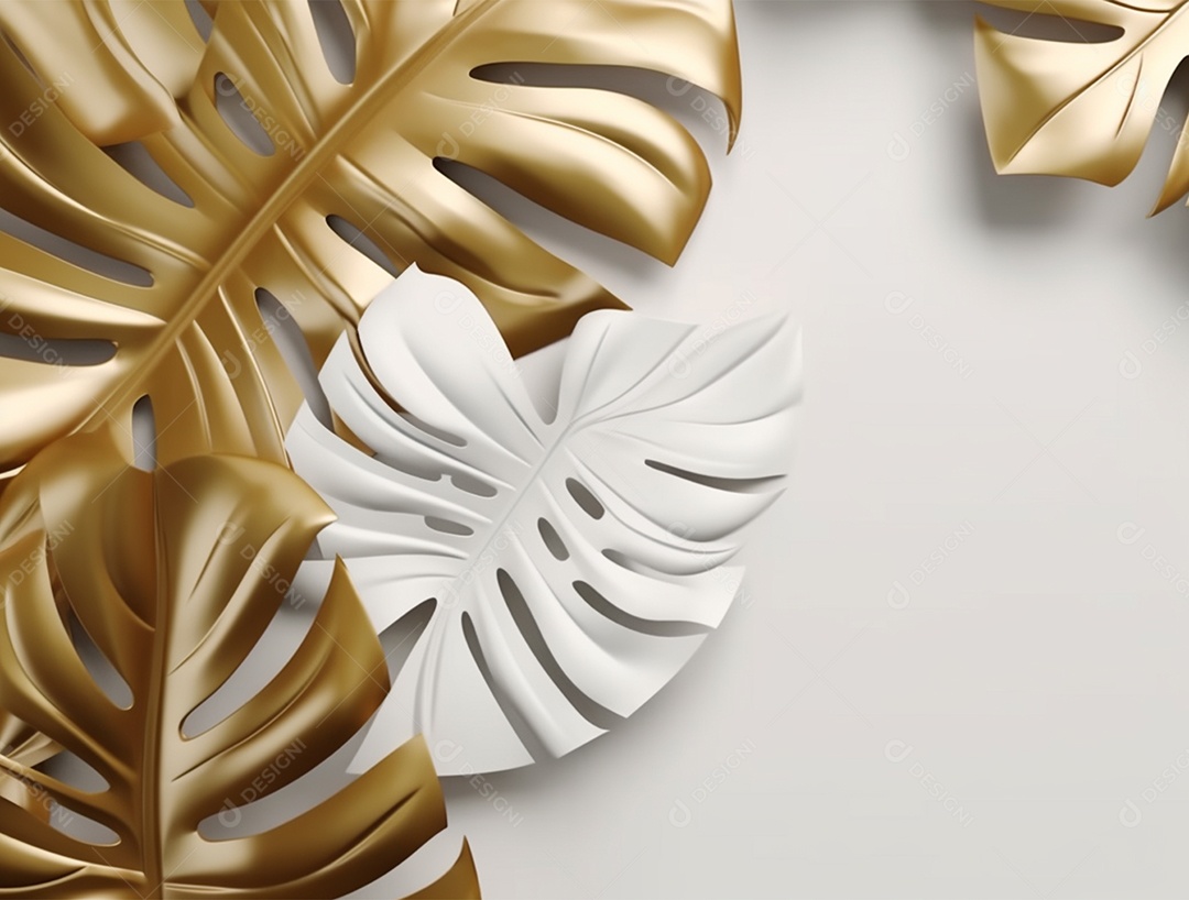 Folhagem dourado sobre fundo branco.