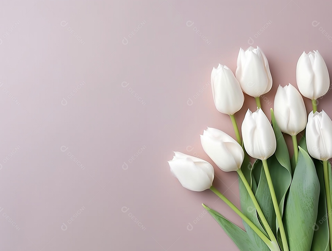 Flores de tulipas brancas sobre fundo isolado.