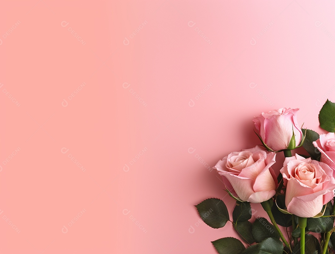 Buquê de flores sobre fundo isolado rosa.