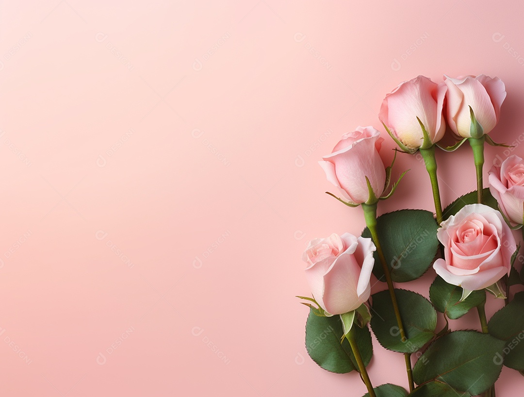 Buquê de flores sobre fundo isolado rosa.