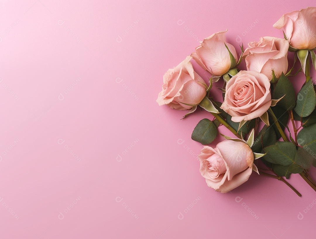 Buquê de lindas flores sobre fundo isolado rosa.