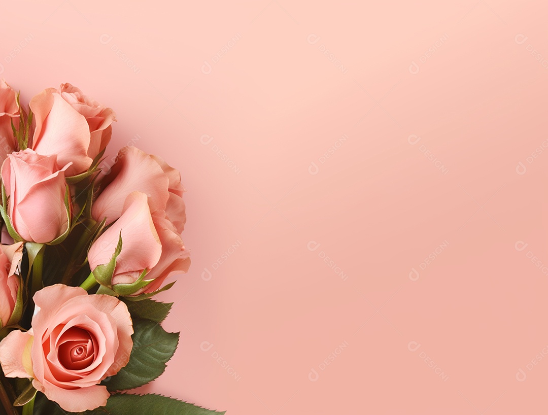 Buquê de flores sobre fundo isolado rosa.