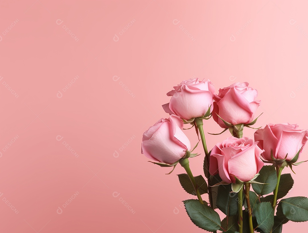 Buquê de flores sobre fundo isolado rosa.