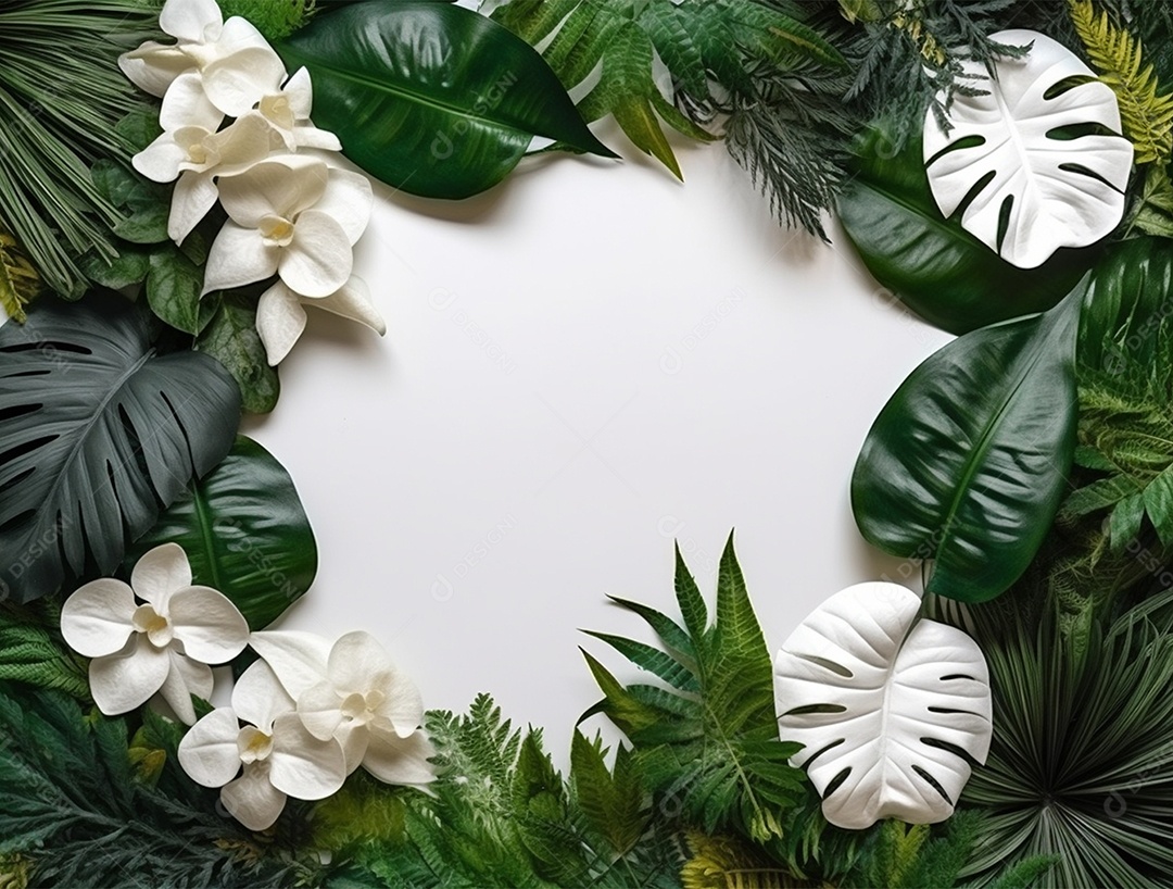 Folhagem sobre fundo branco.