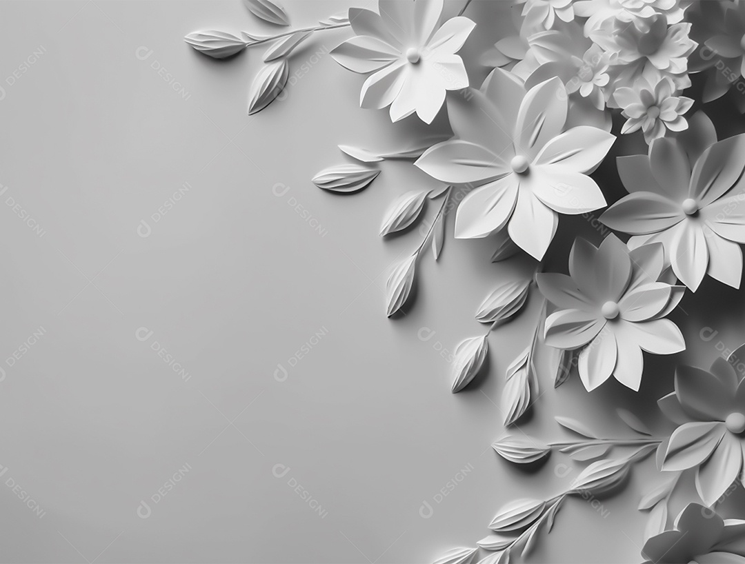 Flores brancas sobre fundo isolado branco.