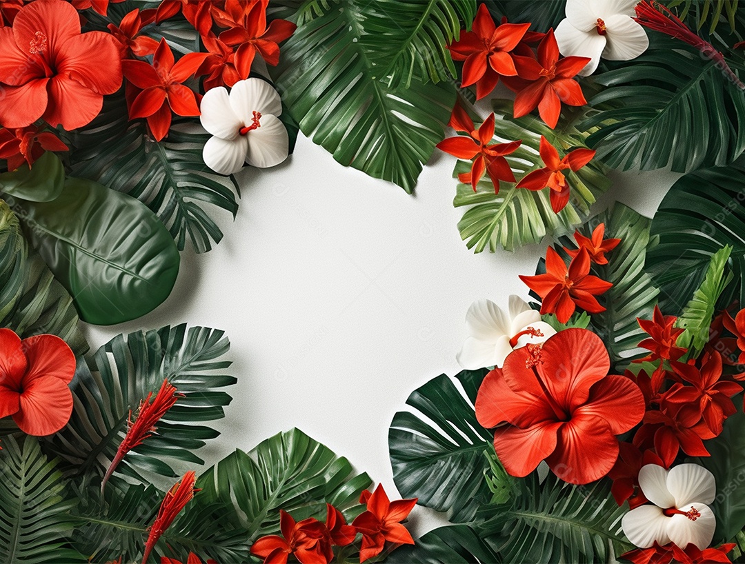 Flores coloridas sobre um fundo isolado branco.