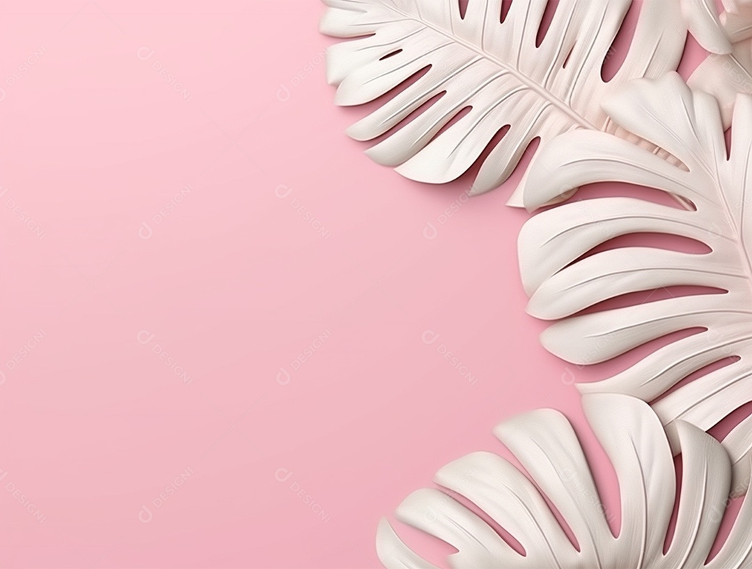 Folhas brancas sobre fundo isolado rosa.