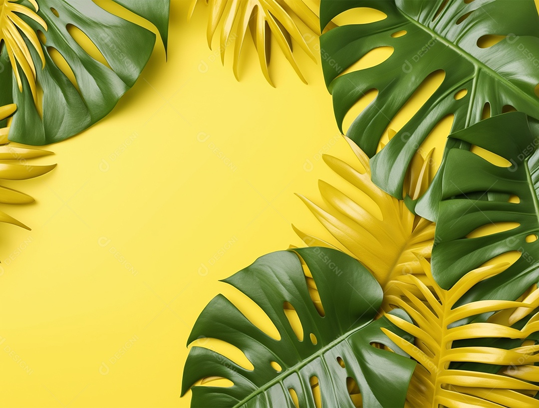 Folhagem sobre um fundo amarelo.]