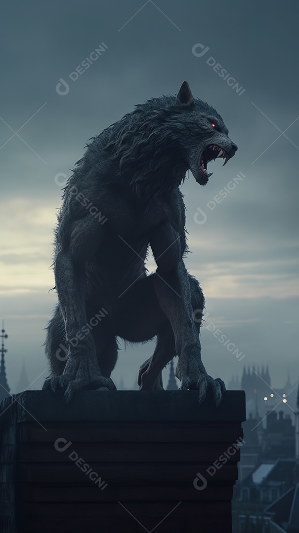 Lobisomem vintage monstro clássico imagem de terror gerada por IA