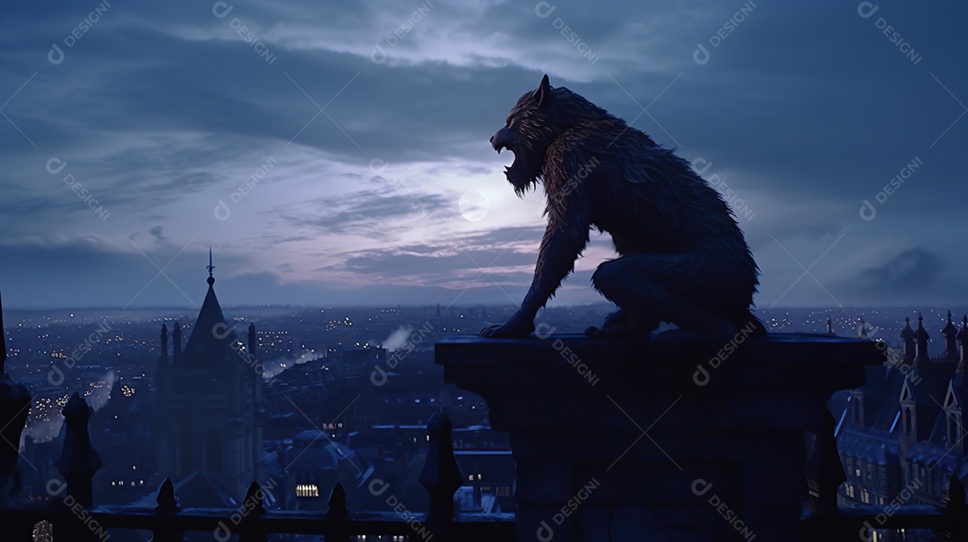 Lobisomem vintage monstro clássico imagem de terror gerada por IA