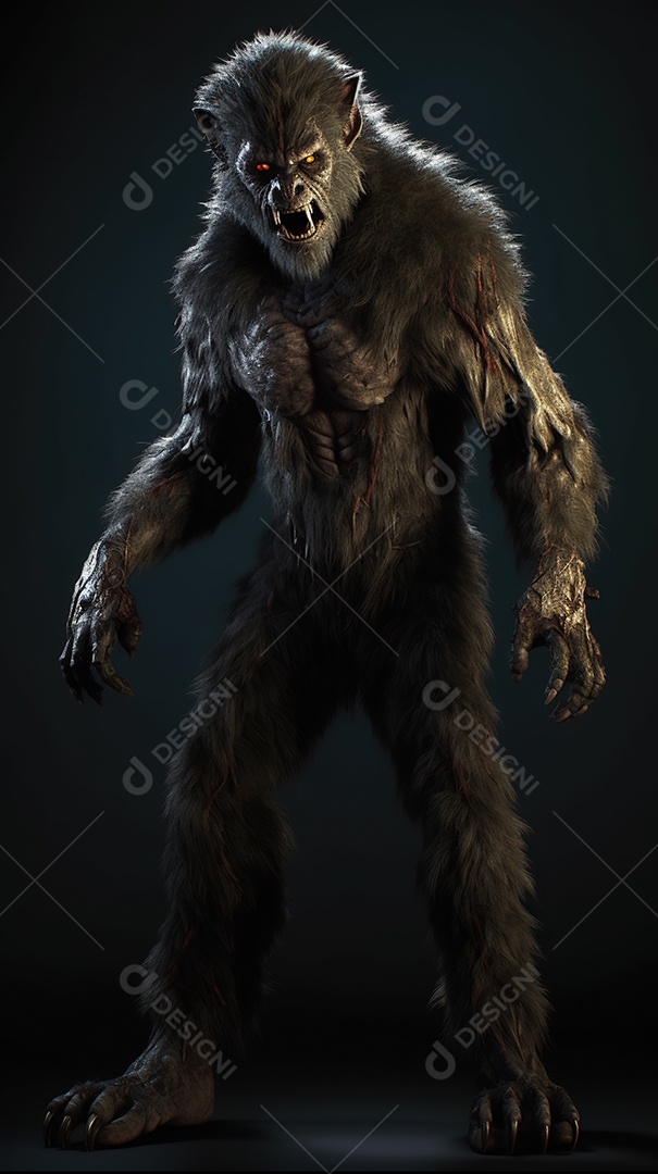 Lobisomem vintage monstro clássico imagem de terror gerada por IA