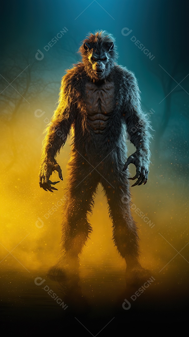 Lobisomem vintage monstro clássico imagem de terror gerada por IA