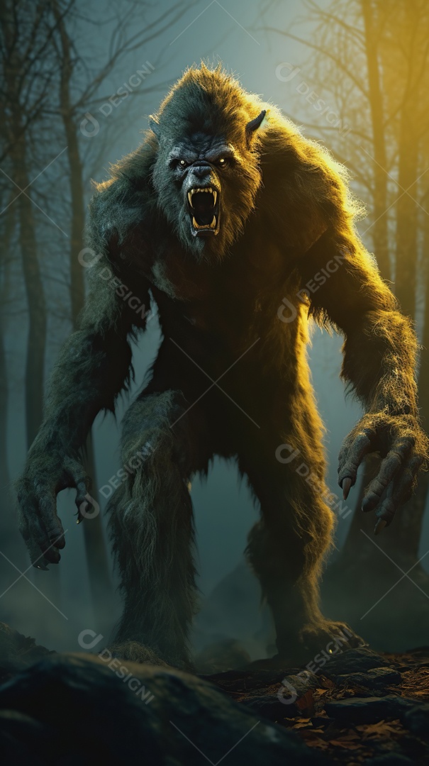 Lobisomem vintage monstro clássico imagem de terror gerada por IA