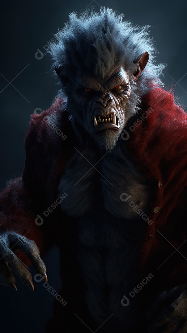 Lobisomem vintage monstro clássico imagem de terror gerada por IA