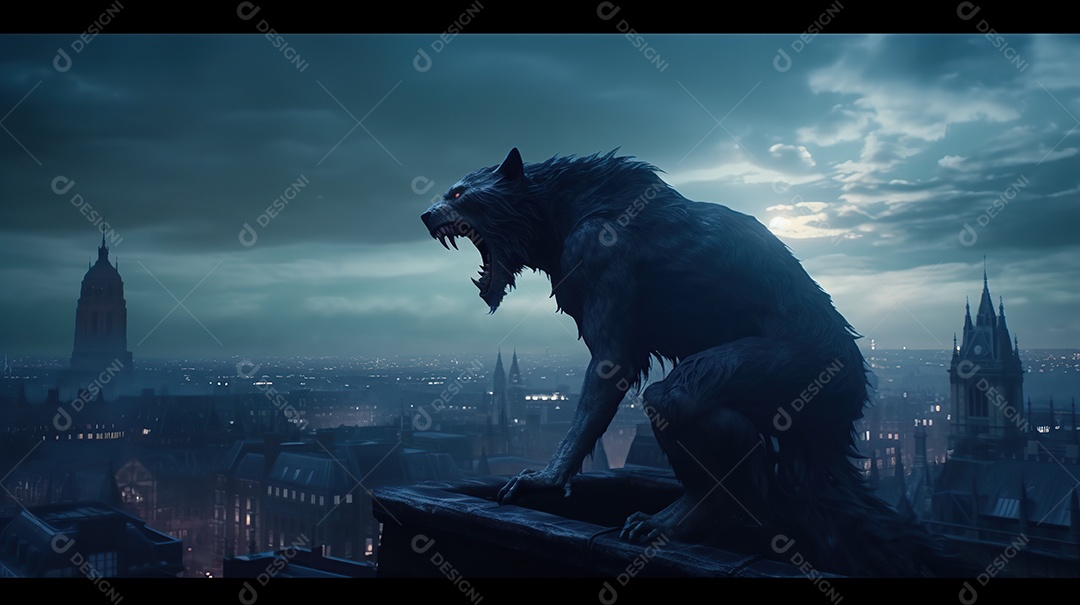 Lobisomem vintage monstro clássico imagem de terror gerada por IA