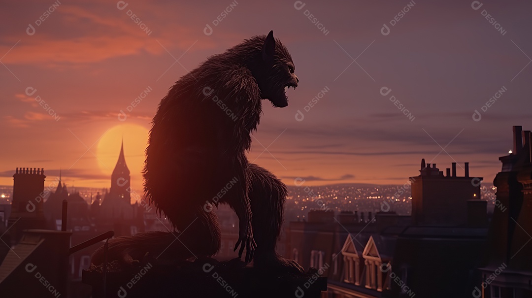 Lobisomem vintage monstro clássico imagem de terror gerada por IA