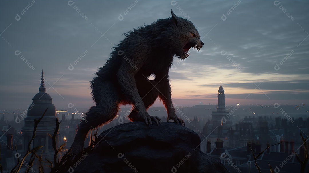 Lobisomem vintage monstro clássico imagem de terror gerada por IA