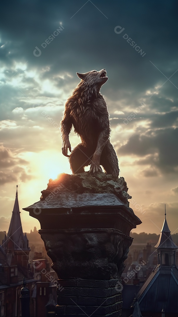 Lobisomem vintage monstro clássico imagem de terror gerada por IA