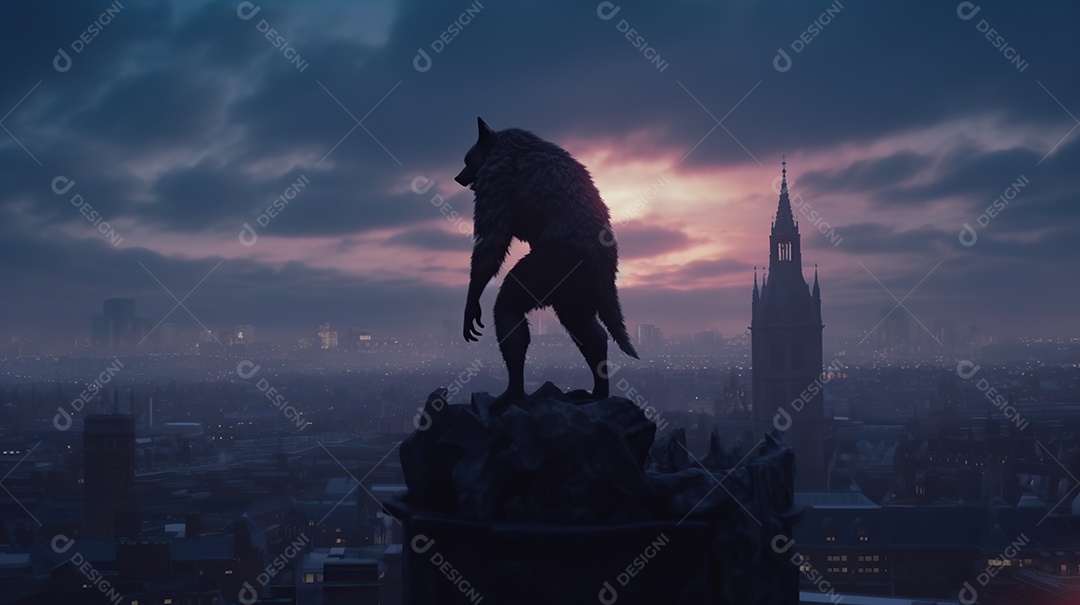 Lobisomem vintage monstro clássico imagem de terror gerada por IA