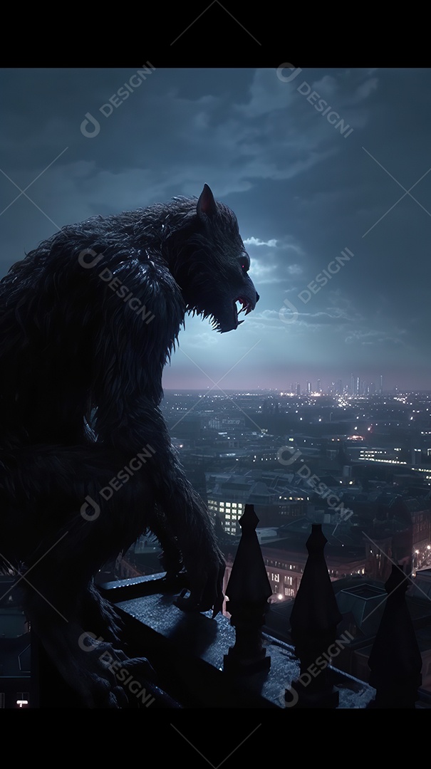 Lobisomem vintage monstro clássico imagem de terror gerada por IA